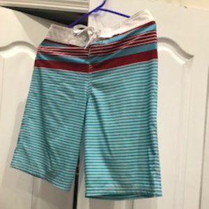 Medium Bathing Trunk, Aqua & Red with white stripes - Mossimo Supply Co.